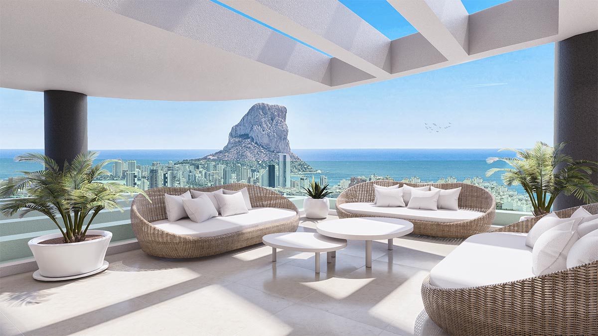 Pisos de obra nueva en Calpe, nueva promoción de apartamentos INFINUM III a un paso de la playa y con todo tipo de comodidades.